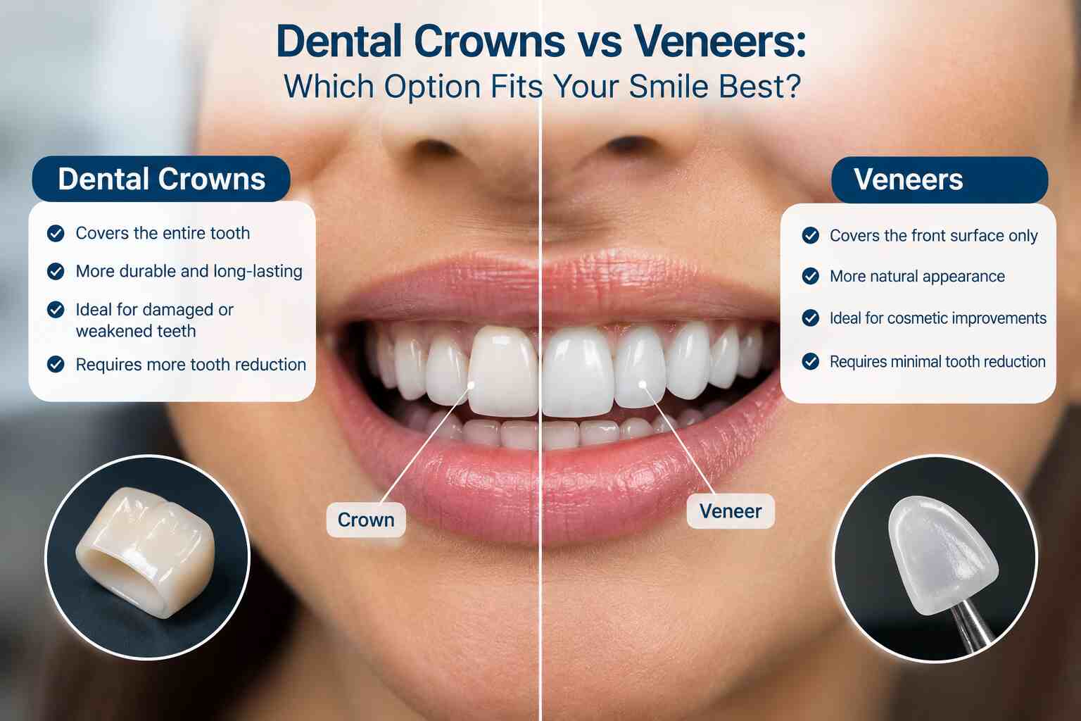Dental Crowns vs Veneers: Which Option Fits Your Smile Best?